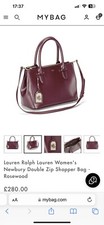 Ralph Lauren TAYLOR DOUBLE ZIPPER SHOP Satchel Bag WINE CROSS BODY SHOULDER BAG