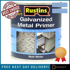RUSTINS MATT WHITE METAL PRIMER PAINT FOR GALVANISED METAL CAST IRON BARE METAL