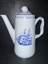 Spode Trade Winds Blue Fine Stone W146 Coffee Pot Sailing Ships