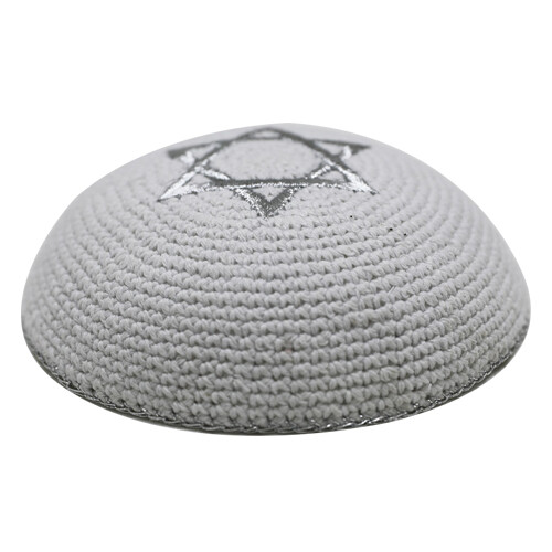 White knitted kipah kippah - white,