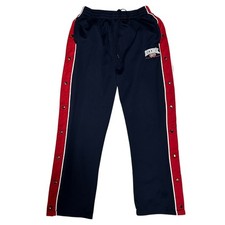 Vintage Reebok Joggers Snap Popper Side Tracksuit Bottoms Navy Red Size 16