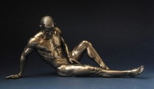 Resting male alone nude bronze - resting,