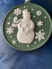 wedgwood green jasper snowman hanging ornament
