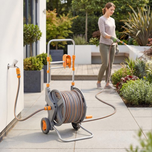 Hose reel cart with - hose,