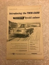 TWIN CARB TRIUMPH HERALD SALOON 1960 POSTER ADVERT READY TO FRAME A4 SIZE FILE S