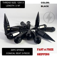 20 Black 3.18" Spike Lug Nuts