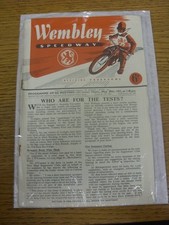 29/05/1952 Speedway Programme: Wembley v New Cross (folded, creased, rusty stapl