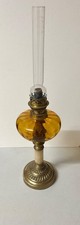 Vintage antique oil lamp - in brass, onyx and glass