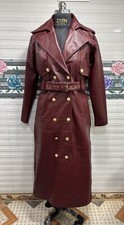Women's Burgundy Pure Leather Trench Coat 100% Real Lambskin Stylish Long Coat
