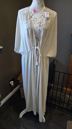 Beige embroidered maxi - embroidered, kaftan