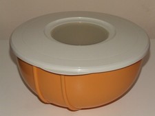 Retro Tupperware Non Slip Mixing Bowl With Original 2 Part Lid Orange White