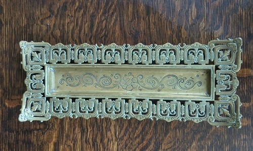 Victorian brass pen tray - victorian,