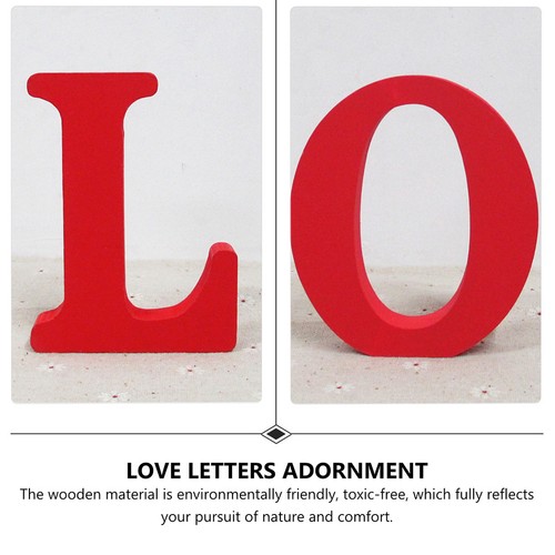 Set 4pcs wooden red love - 1,