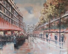 lee Reynolds large painting on canvas 5'x4' Paris, framed. (make me an offer)