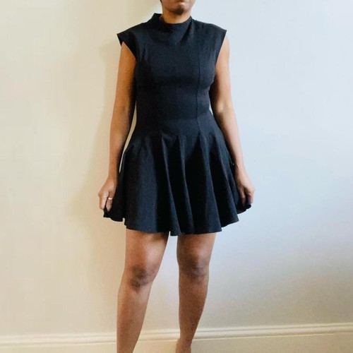 Zara black flared mini dress - black,