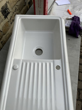 Cooke & Lewis Burbank Gloss White Ceramic 1 Bowl Sink & drainer