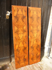 Pair of reclaimed walnut veneered cupboard doors, panels or shelves