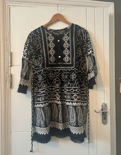 Kurta top white - white, black