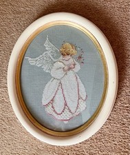 Vtg Large Cream Wood Oval