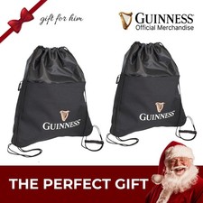 Guinness Drawstring Bag Official Water-Resistant Gym Travel Backpack Black