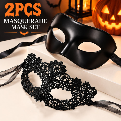 2pcs black lace masquerade - 2pcs,