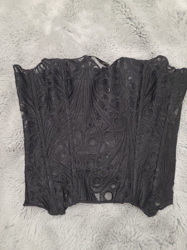 Black lace corset top - black,