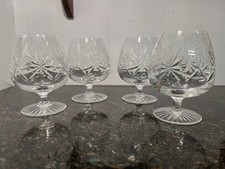 Set of 4 Edinburgh Crystal Brandy Glasses – Starburst Cut – Scotland