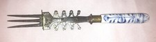 RARE Antique Gustav M Thurnauer Accordian Meat Fork Porcelain Handle 1887-1914
