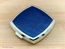 Stratton Silver and Blue 1990s Vintage Make Up/Powder Compact-0li