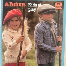 KIDS AT PLAY Jumpers Cardi's 11 Designs Patons Knitting Crochet Pattern Book 637