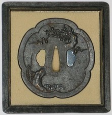antique japanese tsuba   Akita Shōami – prunus tree