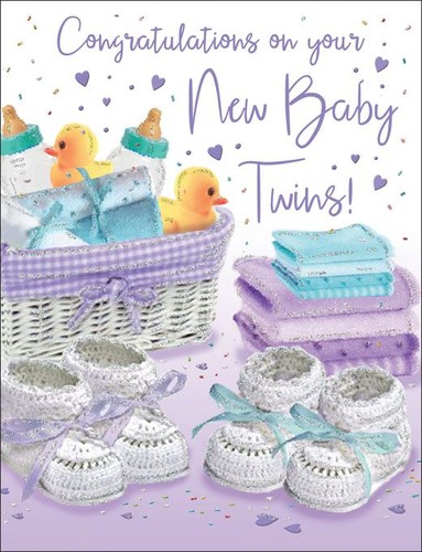 New baby twins card - new,