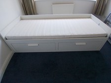 IKEA Brimnes Day-bed Pull-Out Double with 2 Drawers, White + 2 Mattresses