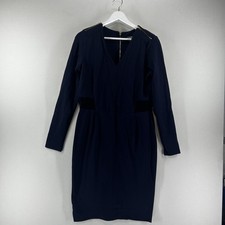 M & S Limited Collection Dress Womens 14 Navy Blue Long Sleeve Stretch Zip Up