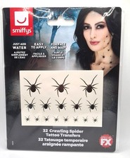 Crawling Spider Tattoo Transfers Black  Gothic SFX Make Up Halloween 32 Spiders