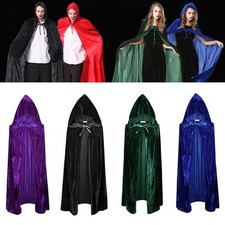 Halloween Unisex Cosplay Death Cape Long Hooded Cloak Wizard Witch Medieval-Cape