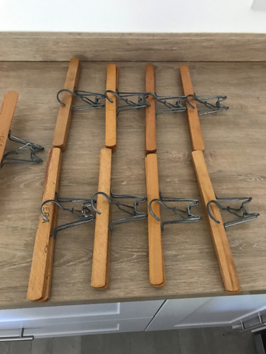 Vintage wood clamp hangers - vintage,