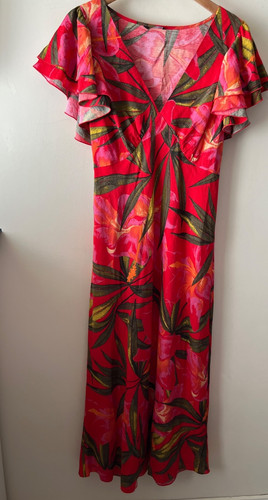 Roman dress size red floral - red,
