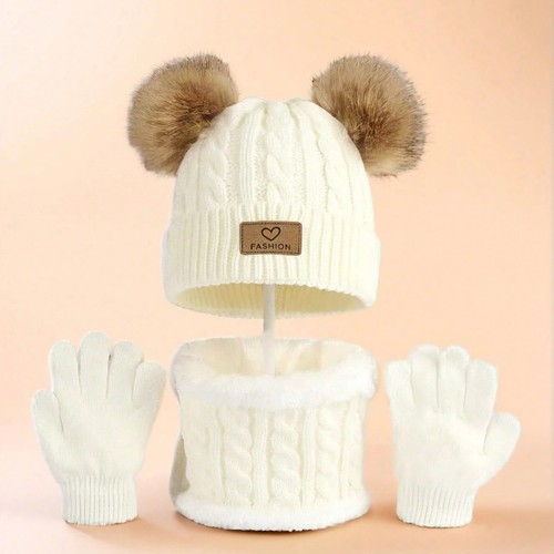 3pc white kids winter - kids, hat