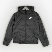 Nike Puffer Jacket XL Boys 158-170cm Black Sportswear Padded Hooded Winter Coat