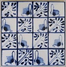 1 Vintage Blue White Bird Tile