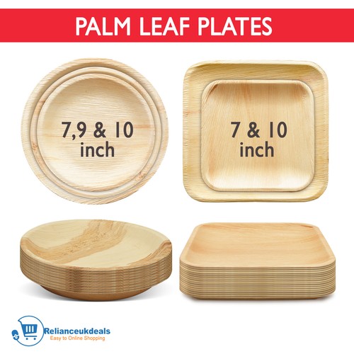 25x palm leaf plates square - 25x,