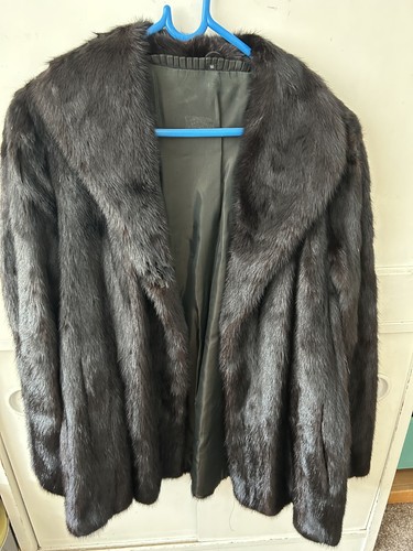 Brown black mink coat - mink, coat.