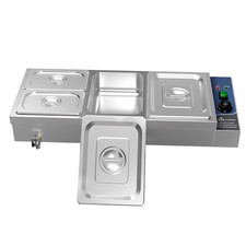 Bain Marie Electric Food Warmer Stainless Steel Buffet 4 Pans Commercial 1500W