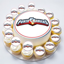Power Rangers Superheroes Logo Personalised Edible Print Cake Cupcake Toppers