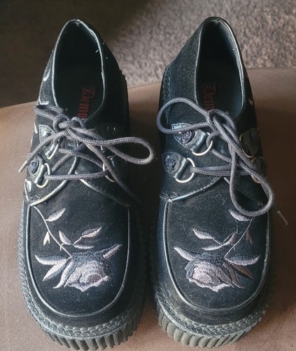 Demonia creeper black leather - black,