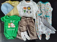 Baby Boys 9-12 Months Autumn / Winter Clothing Bundle -inc My 1st Christmas Vest