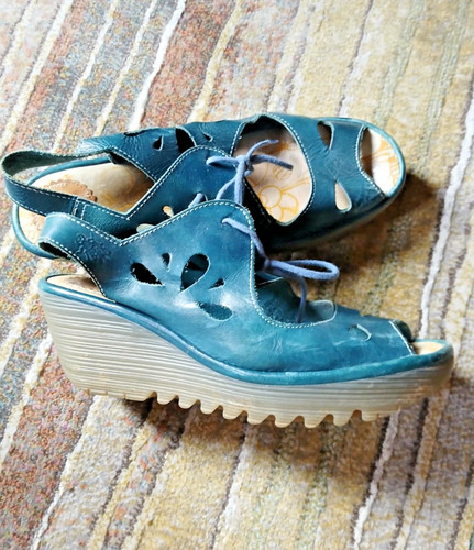 Fly london teal medium wedge - london,