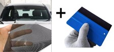 Car Window Glass Sun Shade Visor Mesh Peferated Black Strip Vinyl + Applicator