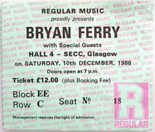BRYAN FERRY 1988 Concert Ticket Glasgow